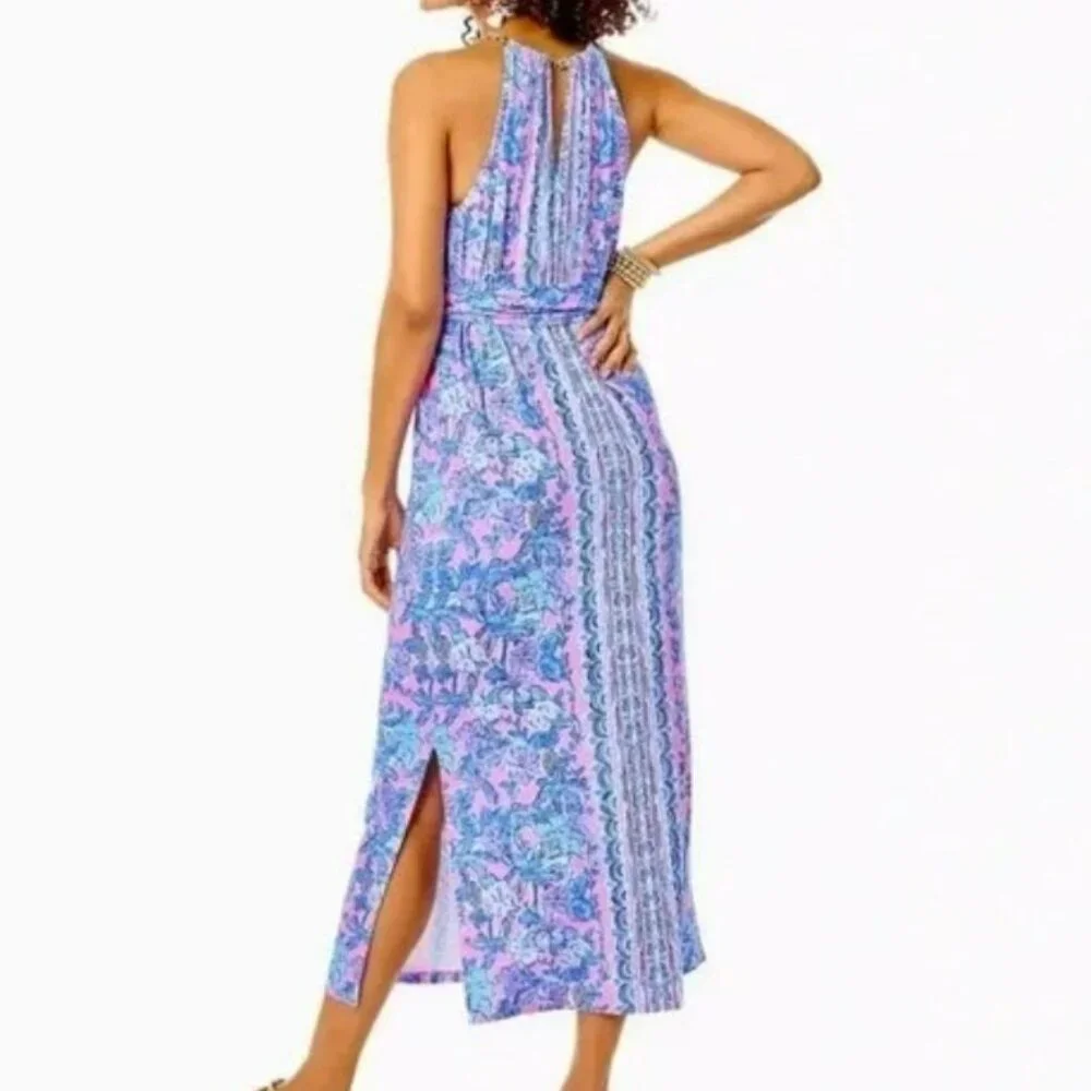 Lilly Pulitzer Bingham Midi Dress Soleil Pink Palm Parade Engineered - Picture 13 of 13